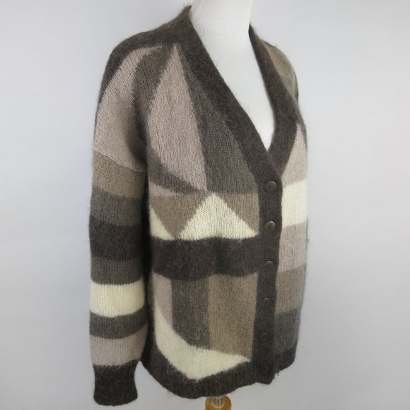 Vintage Geometric Mohair Blend Cardigan Size L - Picture 1 of 8